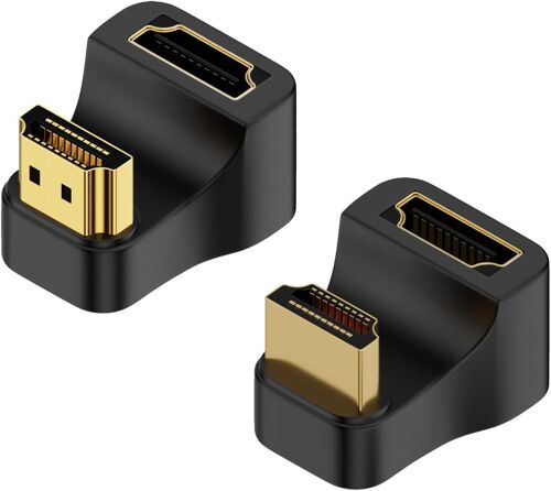 MEVRONISSHOP-Lot de 2 adaptateurs HDMI coude U, HDMI 2.1 mâle vers femelle 8K @ 60 Hz, connecteur HD, adaptateur 360° pour téléviseur, ordinateur portable, moniteur PC