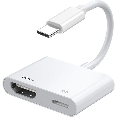 Adaptateur Usb C Vers Hdtv 4K@30Hz Avec Jack Convertisseur Av Numérique,Type-C Vers Hdtv Avec Charge 4K/100W,Compatible Avec Iphone16 15/Samsung/Dell/Tv/Projecteur/Moniteur,Sans Objet Pour Netflix