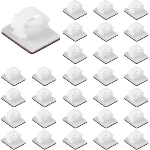 VornixorSarlshop-Câbles Adhésif, Lot de 30 Clips Organiseur de Fils Electriques Réglable, Clip Cable pour Gestion des Câbles en Fibre Optique et Plus, Utilisation Domestique et Bureau, Attache Cable