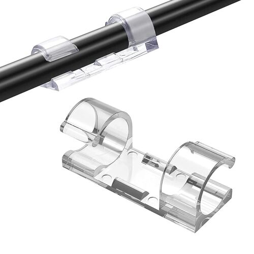 60PCS Clips Câbles, Clips de Câble Extérieur Accroche Guirlande, Passe Cable Bureau Attache Cable Adhesif pour la Gestion des Câbles Décoration de Noël, Transparent