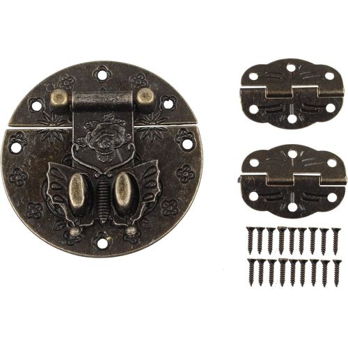 jum-1PièceMotif Rétro AntiqueMeubles Décoratifs Cabinet Boîte À Bijoux Loquets De Verrou Verrou Et Charnières 2 Pcs Avec Vis Couleur Bronze