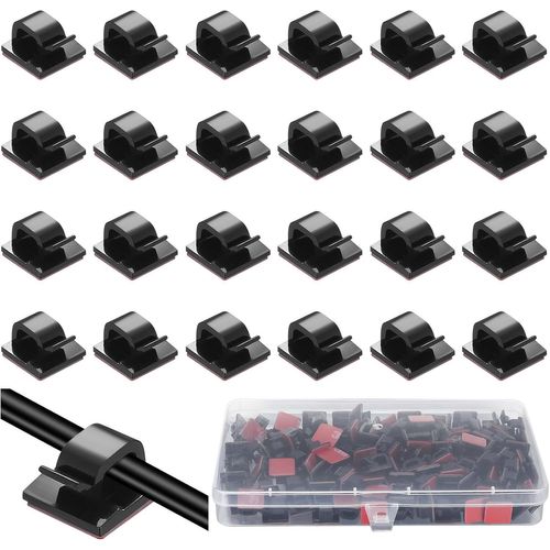 jum-110 Pièces Noir Clips De Câble Auto-Adhésifs,CâbleManagement,Gestion Clips Support Organisateurs De Câble,Pour Pc,Tv,Ordinateur Portable,Câble Ethernet,Maison,Bureau