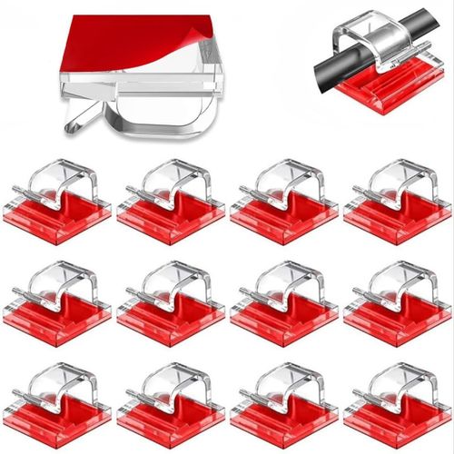Teppd-50pcs Clips Câbles,Attache Câble Auto Collant, Cable Adhesif Rangement De Câble,Cavalier Cable Electrique,Pour Bureau Maison Chargeur Voiture,Transparent