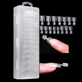 Jum-Faux Ongles,300 Pièces Faux Ongles,Ongles Artificiels Acryliques Extrêmement Fins,Pointes D'ongles Français Naturels,Ensemble De Pointes D'ongles Transparentes Professionnelles,Dessins 