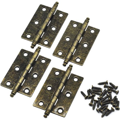 jum-Lot De 4 Charnières De Placard Rétro En Bronze Antique,63MmX43Mm,Acier Durable,Installation Facile,PourMeubles,Boîtes À Bijoux Et Plus