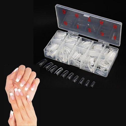 500 Faux Ongles Français Transparents En Acrylique Pour Manucure À Faire Soi-Même Vernis Ou Gel Extension 10 Tailles 