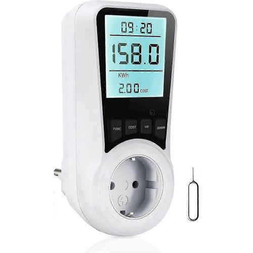 Compteur d'électricité pour prise, compteur de consommation d'énergie, compteur de consommation d'électricité avec rétroéclairage LCD - BR PLUG