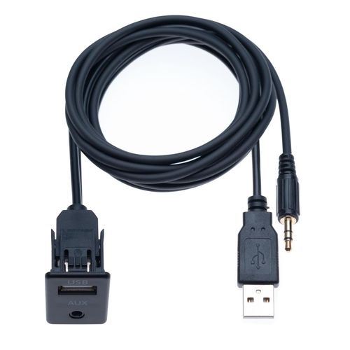 anw-Câble De Montage Panneau Rallonge Auto Usb 2.0 3.5Mm Aux Jack Socket 1M Avec Prise Encastrée Adaptateur De Universel Pour Intégration Dans Le Tableau De Bord De Voiture Bateau Camion Moto(1 Mètre)