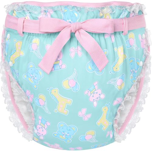 Anw-Omutsu Couvre-Couche Soyeuse Pour Adulte-Lavable-Réglable Et Réutilisable-Imperméable-Motif Répétition De Parade De Bébé-Vert-Taille Xl