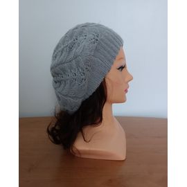 Bonnet Gris Ajouré. Jennyfer. Laine. Taille Unique