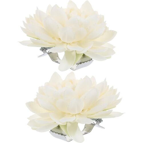 KALANKA-2 PièCes Blanc Fleur Rideau Pince Rideau Embrasse DéCor Floral Cravate pour La Maison Bureau DéCoration Fleur Boucle Accessoires