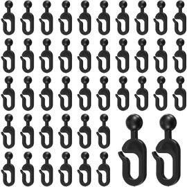 Anw-Lot De 50 Crochets En Plastique Pour Rideaux De Tonnelle,Accessoires Pour Extérieur,Camping,Hôtel,Moustiquaire-Noir