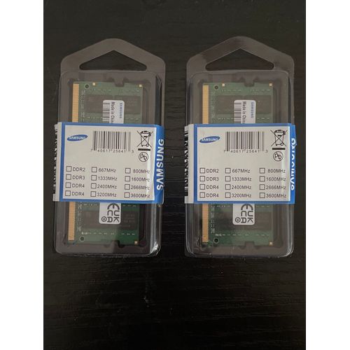 2 ram 8go 3200mhz samsung . Je les ai installé mais mon ordi ne prend pas cette fréquence trop élevée