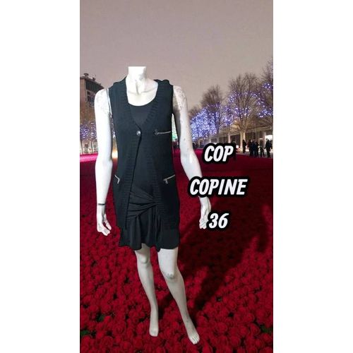Cop Copine Taille 36 Superbe Gilet Sans Manches Noir Femme Coton Mélangé