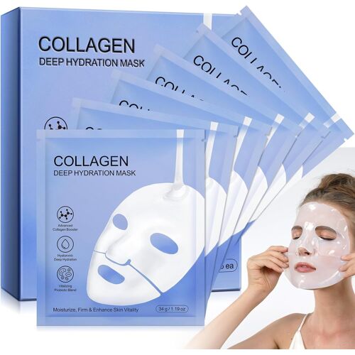 Kalanka-Masque Collagene 6 Pièces - Masque Anti-Rides Au Collagène Profond Pour Tous Types De Peau, Réduction Des Pores, Amélioration De L'élasticité 