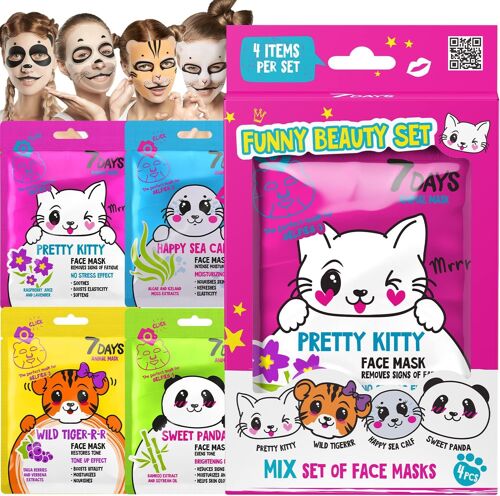 Kalanka-Cadeau Ensemble De Quatre Masques De Soins Complets Kit Idéal De Relaxation Cadeau Avec Des Tissus Animaux Masques Pour Femmes Et Jeunes Filles | 7days