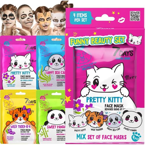 Kalanka-Cadeau Ensemble De Quatre Masques De Soins Complets Kit Idéal De Relaxation Cadeau Avec Des Tissus Animaux Masques Pour Femmes Et Jeunes Filles | 7days
