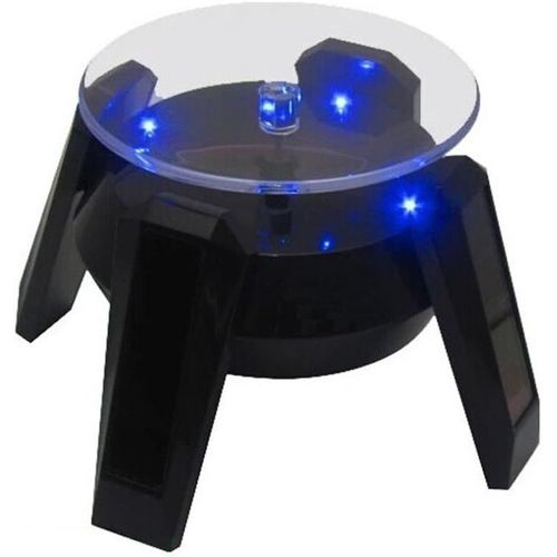 Plate-Forme Pour Bijoux Rotatif Solaire,Présentoir Rotatif Pour Bijoux Téléphone Regarder Des Lunettes,Avec Led Lumière,Noir
