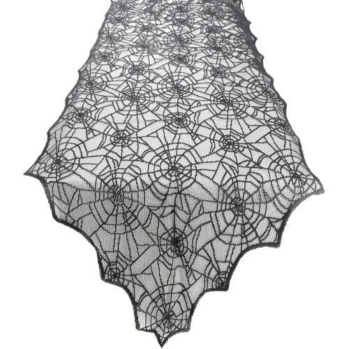Sjzg-Decoration Halloween,Chemin De Table Halloween,Nappe Halloween Rectangulaire,Halloween Decoration Interieur Table Runner,Drapeau De Table En Dentelle Halloween Noir Parti Fournitures