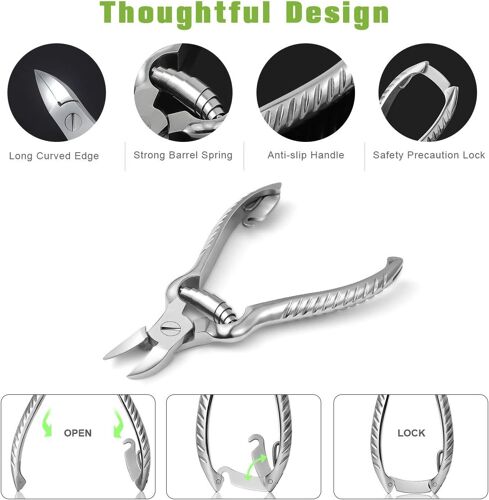 Coupe-Ongles Robuste Pour Podologue Pour Ongles Épais Et Incarnés, Acier Inoxydable De Qualité Médicale - Avec Étui En Cuir 