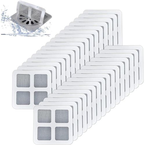 SEPT-Autocollants pour Siphons de Sol, Lot de 100 Attrape-Cheveux Autocollants en Maille pour Canalisations de Douche pour Canalisations de Douche, Autocollants pour Siphons de Sol