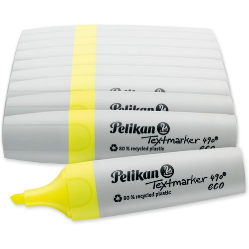 Lot De 10 Surligneurs 490 Eco, Jaune Fluo, Dans Une Boîte Pliante