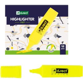 1127 Lot De 12 Surligneurs À Pointe Biseautée Jaune[Z842]