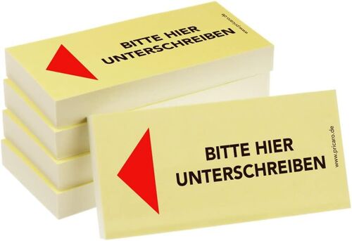 Notes Autocollantes ""Bitte Hier Unterschreiben"",Flèche Gauche,100 Feuilles,5 Pièces