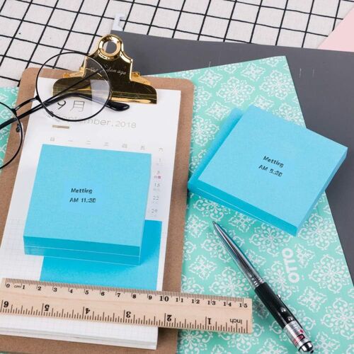 Sticky Notes,7,6x7,6 Cm,100sheets/Pad,4 Coussinets Doré (Bleu)