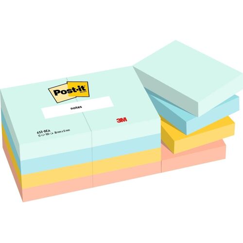 Notes Autocollantes,Couleurs Beach,Pack De 12 Blocs,100 Feuilles Par Bloc,38 Mmx51 Mm,Bleu,Vert,Jaune,Orange-Feuillets Adhésifs Pour Prise De Notes,Listes De Tâches Et Rappels