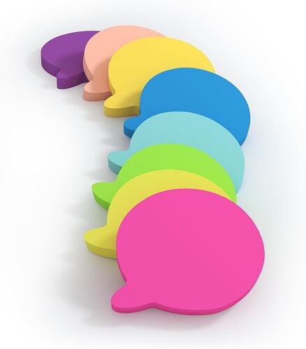 Notes Autocollantes En Forme De Bulle,75x75 Mm,8 Couleurs Vives,8 Blocs De 80 Feuilles,640 Feuilles Au Total,Office Products,8 Unités
