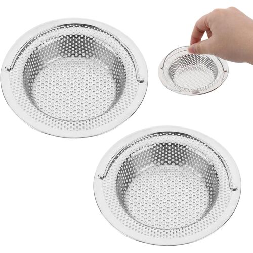 Subzonal-2pcs Filtre À Évier De Cuisine En Acier Inoxydable - Diamètre Extérieur 11 Cm X Hauteur 2 Cm - Anti-Obstruction, Résistant À La Rouille, Poignée Relevable