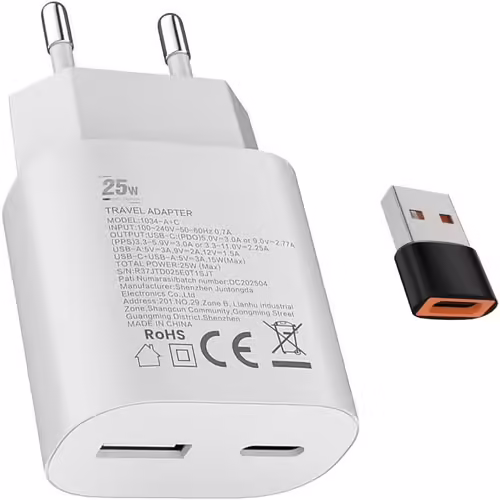 JGD-25W USB CChargeur 15W USB A Adaptateur,pour¿Samsung Galaxy Ultra S25/S24/S23/S22/S21/S20/+/Note 20/10/9/8/A73/A53/A54/A56/S10/S9,iPhone17/16/15/Pro/Pro Max/Plus,iPad,Moto,Google,Chargeur Rapide,B