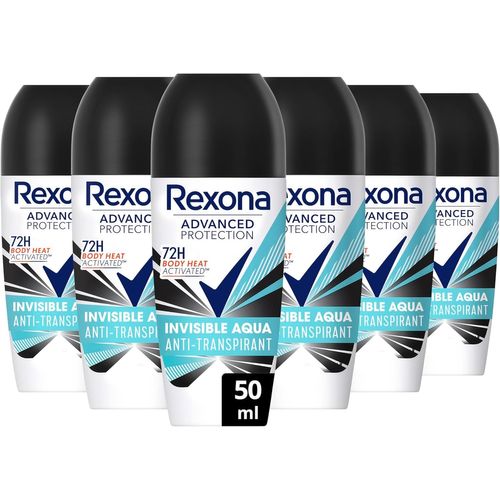 Sept-Rexona - Déodorant Femme Invisible Aqua - Bille Anti-Transpirant - Advanced Protection - Parfum Frais Et Floral - Protection 72h (Lot De 6x50ml) 