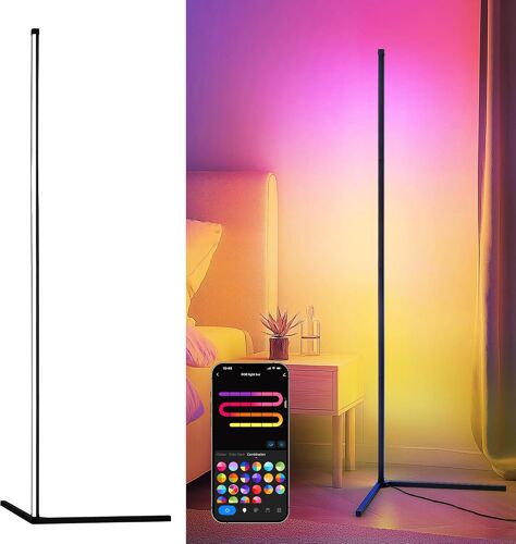 JEXNOVASHOP-Lampadaire LED RGB sur Pied 150cm ¿ Lampe d¿Angle Dimmable avec Télécommande, Smart APP Contrôle Compatible Alexa, Éclairage Ambiance Couleur pour Salon, Chambre ou Espace Gaming