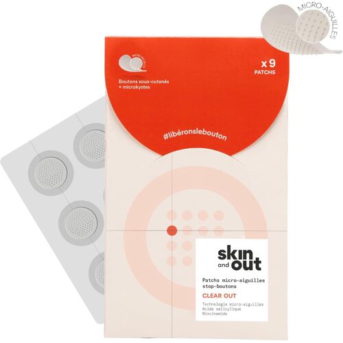 KALANKA-Skin & Out - Patchs Micro-aiguilles x9 - Stop boutons - Traitement des boutons - Réduction rapide de l'inflamation sous-cutanée - Actifs anti-inflammatoires - Microkystes - Yuka 93/100 - Vega