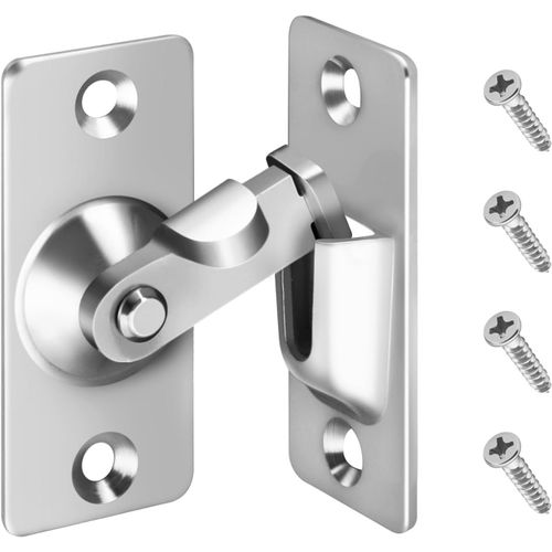 ASFASFq-Verrou de Porte à Angle Droit 90 Degrés, Loquet de Porte de Verrouillage Coulissante Moulage de Précision en Acier Inoxydable à Angle Droit Grange Coulissante avec 4 Vis (Argent)