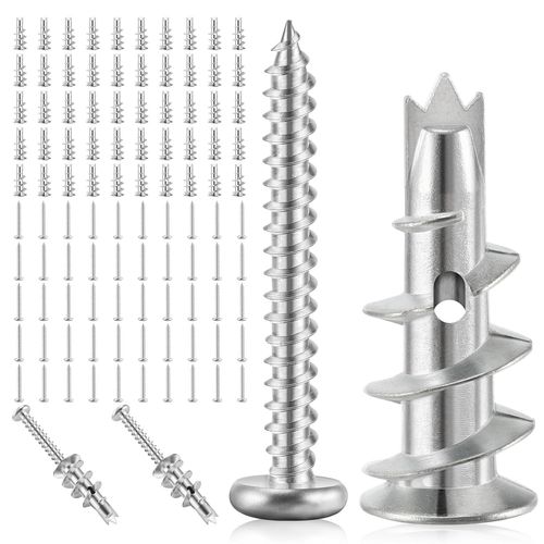 MEVRONISSHOP-50Pcs Cheville Placo Charge Lourde, Vis Placo avec Vis, Chevilles Placo, Chevilles Auto-Bloquantes, Cheville Molly pour La Fixation Dans Le Béton, Les Briques, Les Plaques de Plâtre, Etc