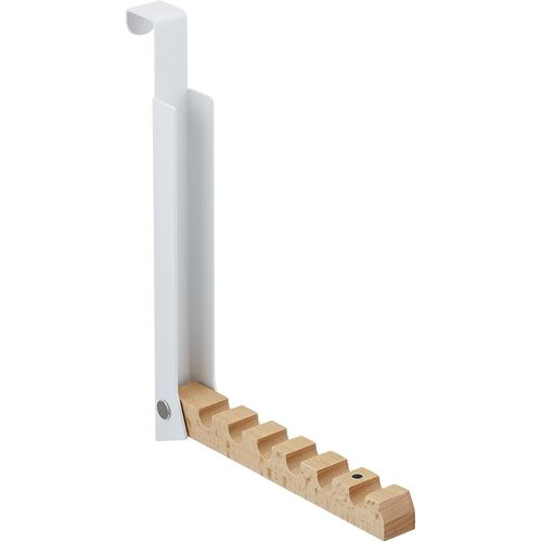ASFASFq-Portemanteau Pliable, pour Porte de Max 2 cm d¿épaisseur, à accrocher, 6 cintres, métal et Bois, Blanc