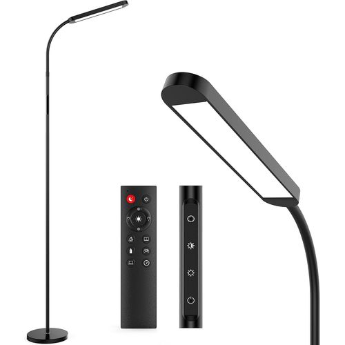 Lampadaire Sur Pied Salon, Lampe De Sol Led 2700k À 5700k 5 Températures De Couleur Et 5 Luminosités Avec 1h Minuterie, Dimmable Lampadaires Avec Contrôle Tactile & Télécommande Pour Bureau Chambre