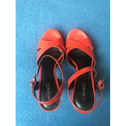 Escarpins Marque Minelli Orange Pointure 38  Talons 9 Cm Tbe