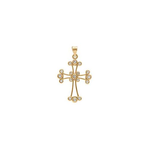 Pendentif Plaqué Or Croix Chaldeenne 23mm X 16mm Oxydes Blancs