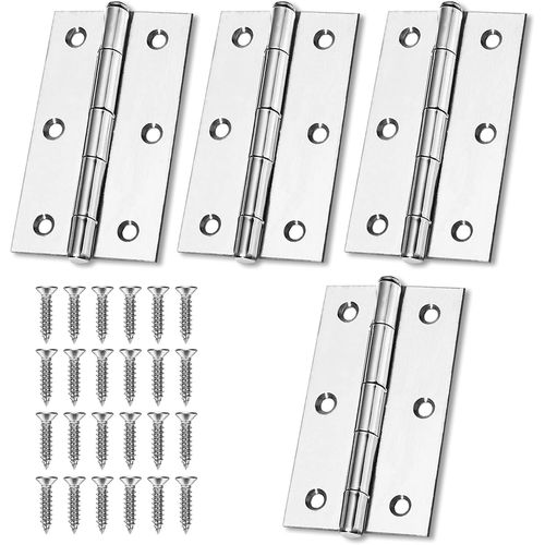 ASFASFq-4 Pcs Charnière Acier,75mm × 50mm Charnière,Charnières à Roulement,Charnière Piano,Charnière Piano Inox,Paumelles,Paumelles De Porte,Charnière De Porte,Pour Porte Placard