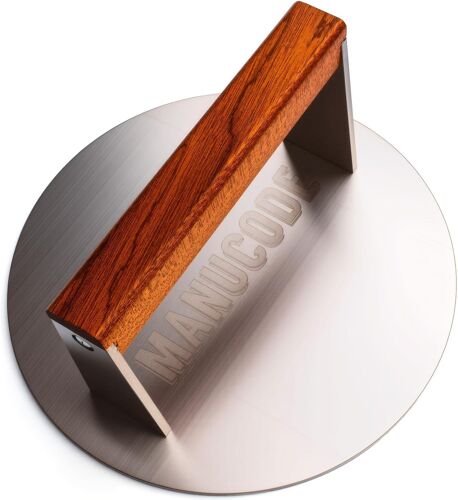 Ulteronixshop-Pro-Grade Presse à Griller en Acier Inoxydable de 20,5cm - Presse à Burger Robuste de 1,42kg avec poignée en Bois Non-torsadée - Parfait pour Les passionnés du Grill