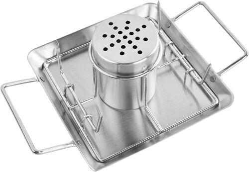 Ulteronixshop-Support à rôtir pour canette de bière, Support Poulet Barbecue en 430 Acier Inoxydable Support de Poulet pour canette de bière, Vertical Chicken Gril, Inclus 4 Piques à légumes pour Gri