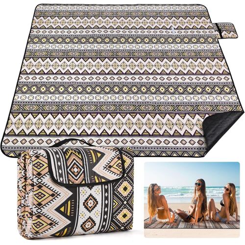 Ulteronixshop-Couverture de Pique-Nique Imperméable, 200 x 200 cm Portable Tapis pour Pique Nique, Natte de Plage, sans Sable, Lavable en Machine, Isolée, Idéale pour la Plage, Pique-Nique, Camping (