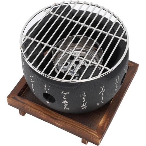 ASFASFq-Grill de Style Japonais avec Design Rond Portable, Poêle à Charbon de Bois pour Barbecue Domestique ¿ 2 Tailles Disponibles (L)