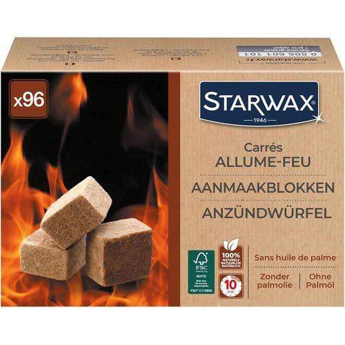 ASFASFq-Carrés Allume-Feu pour Barbecue, Poêle et Cheminée - Allumage Rapide - Propre et sans Odeur - sans Huile de Palme - 100% d'Ingrédients d'origine Naturelle - Fabriqué en France - 96 carrés