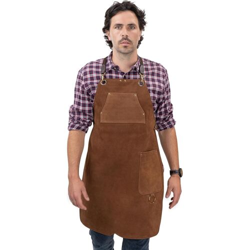 Ulteronixshop-Tablier en Cuir de qualité supérieure - Tablier de Barbecue en Cuir intégral - Tablier en Cuir Vintage coupé Une Fois - BBQ & Cuisine - Stan (L-XL)