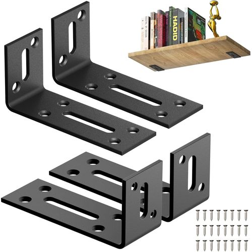 Tianyi-Lot De 4 Équerre Métal Noir 80 X 40 Mm Équerre De Fixation, Angle De Montage À 90° En Forme De L Pour Tables, Chaises Et Bibliothèques-Anti-Corrosion, Stable & Durable - Montage Facile